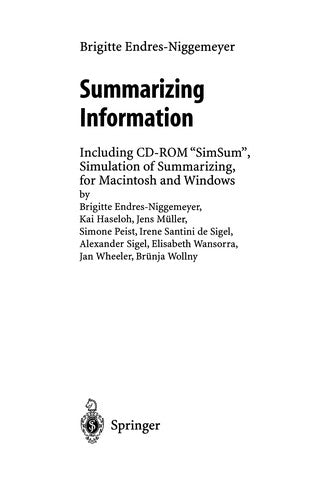 Summarizing Information Including CD-ROM “SimSum”, Simulation of Summarizing, for Macintosh and Windows