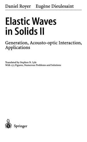 Elastic Waves in Solids I Free and Guided Propagation