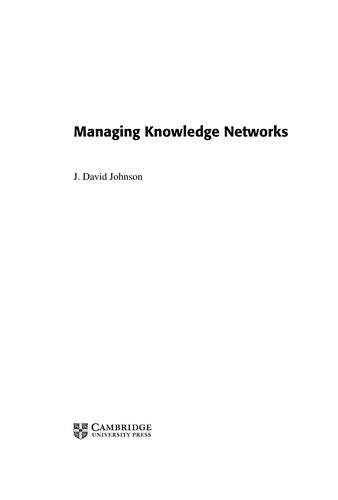 Managing Knowledge Networks