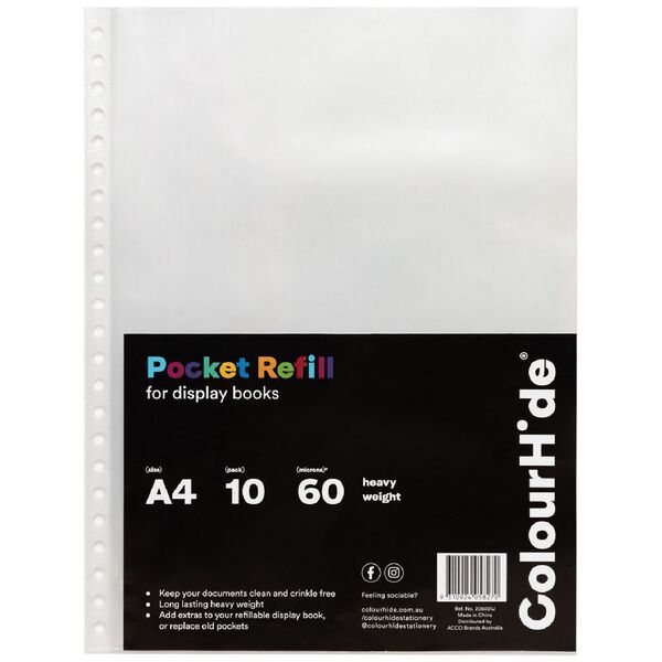 Colorhide Pocket Refills A4 Size 55 Microns Ref no. 2008011 10-Pack
