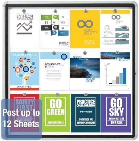 Quartet Enclosed Whiteboard/Dry Erase Board, Magnetic, 38" x 39", 12 Sheets, Outdoor, 1 Swing Door, Aluminum Frame (EEHM3938)