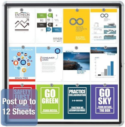 Quartet Enclosed Whiteboard/Dry Erase Board, Magnetic, 38" x 39", 12 Sheets, Outdoor, 1 Swing Door, Aluminum Frame (EEHM3938)