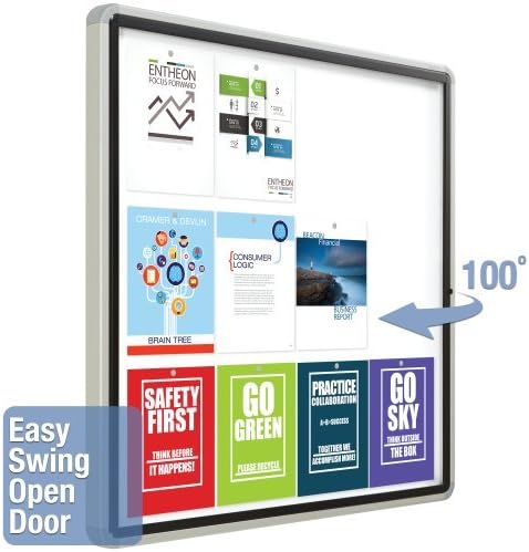 Quartet Enclosed Whiteboard/Dry Erase Board, Magnetic, 38" x 39", 12 Sheets, Outdoor, 1 Swing Door, Aluminum Frame (EEHM3938)