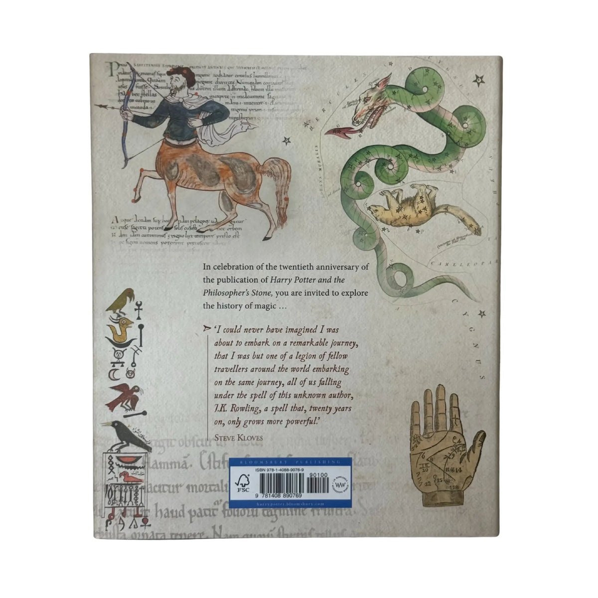 Back cover details of Harry Potter: A History of Magic imported edition