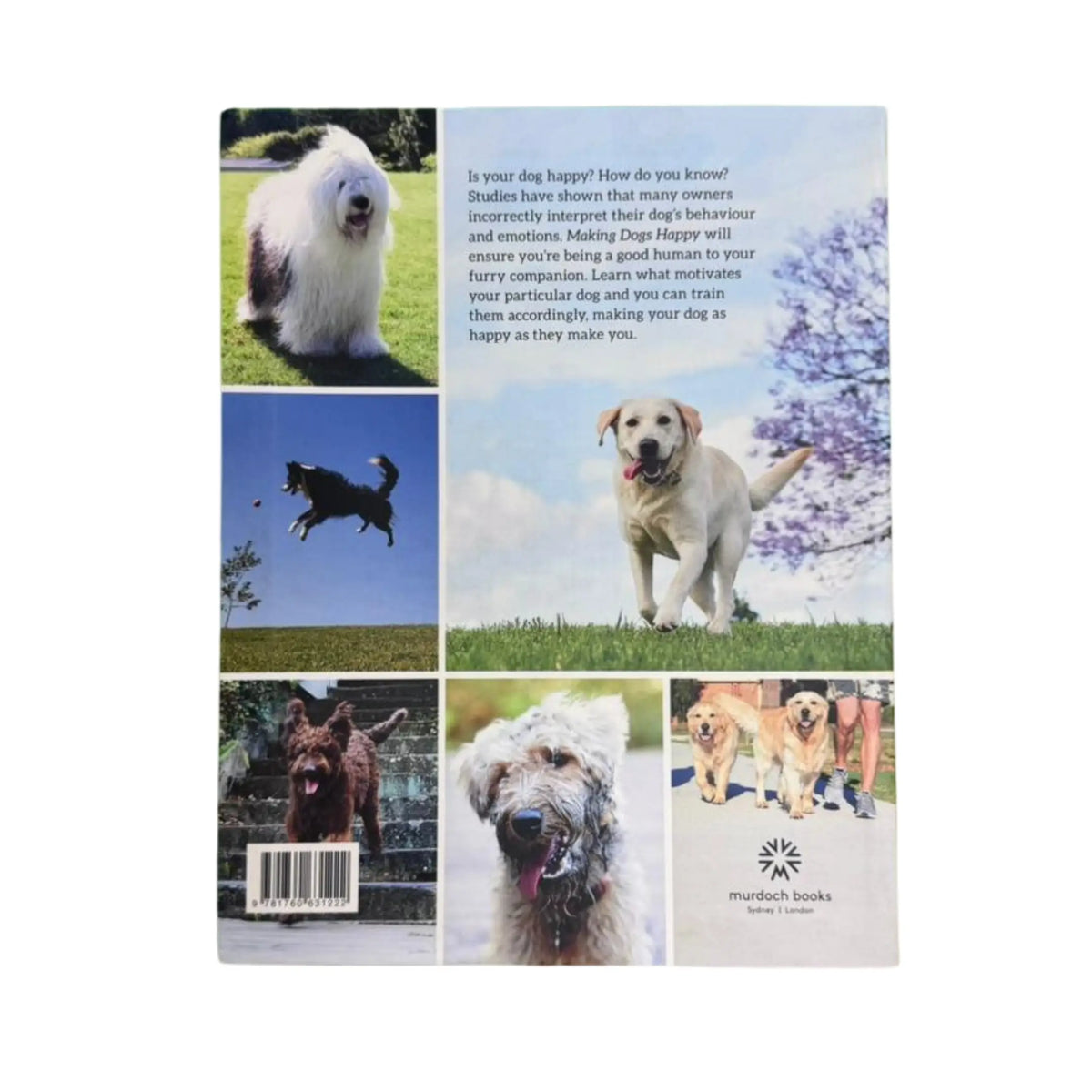 Back cover details of Making Dogs Happy imported edition