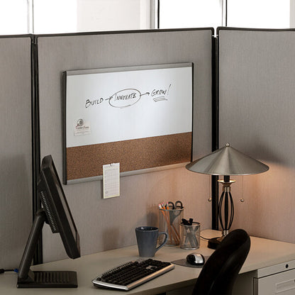 Quartet Arc Cubicle Combination Board - 30" (2.5 ft) Width x 18" (1.5 ft) Height - White Cork Surface - Silver Aluminum Frame - Horizontal - Magnetic