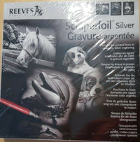 REEVES SCRAPERFOIL SILVER Gravure Argentee -Dolphin, Dog, Horse PPSFS7 8+
