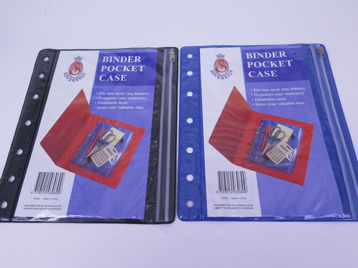 Sovereign A5 Binder Pocket Case fits A5 to A4 Binder 243x210mm 03089, Blue and Black Colour