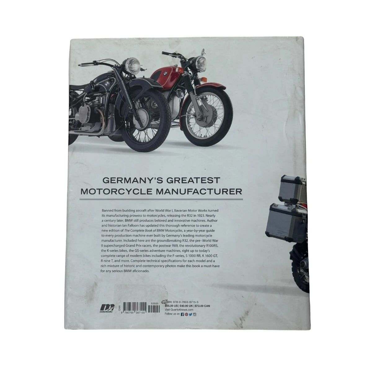 Back cover details of The Complete Book of BMW Motorcycles imported edition