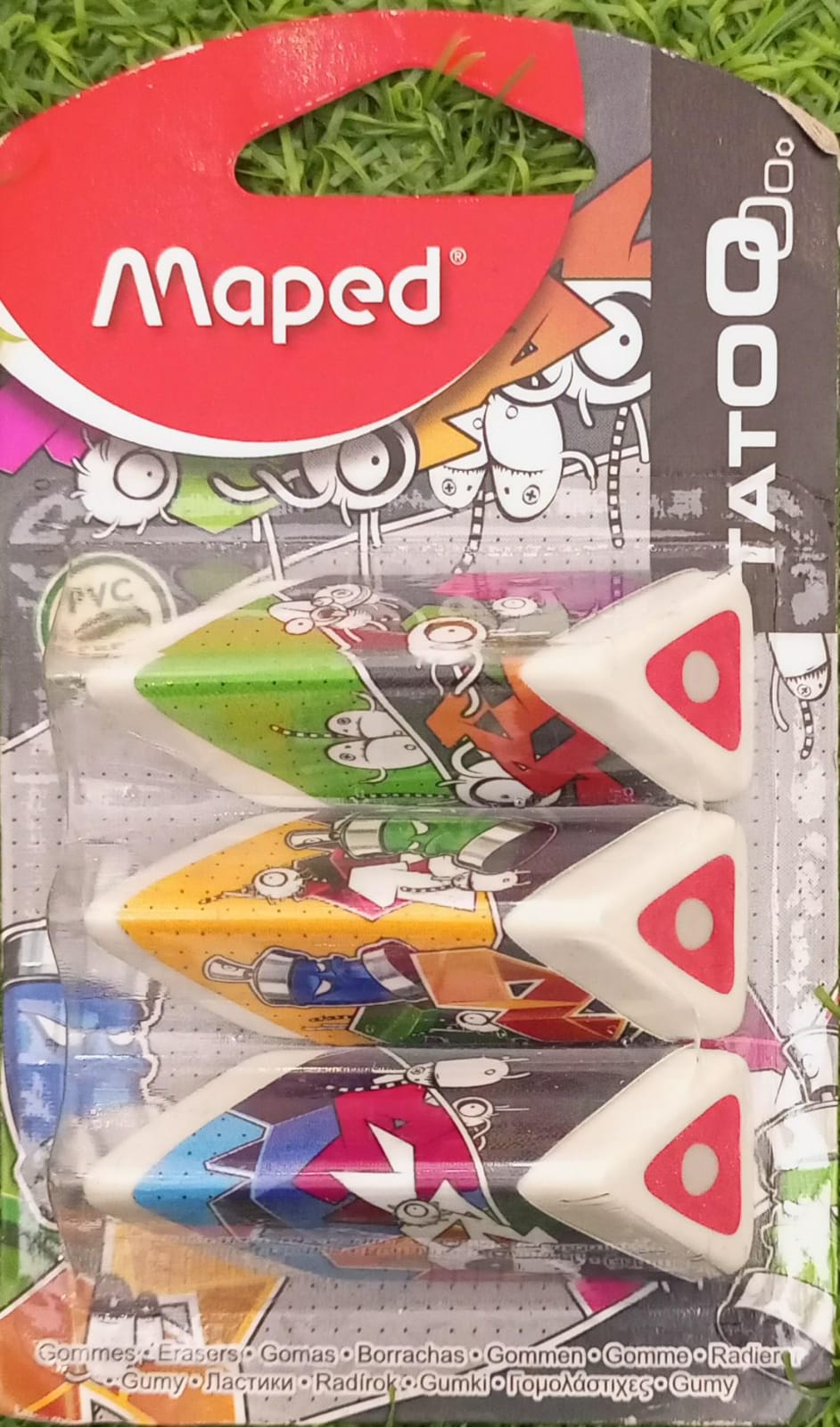 Maped Triple Radierer Pyramid Eraser Quantity, Non Toxic, Safe For Children to Use, PVC Free