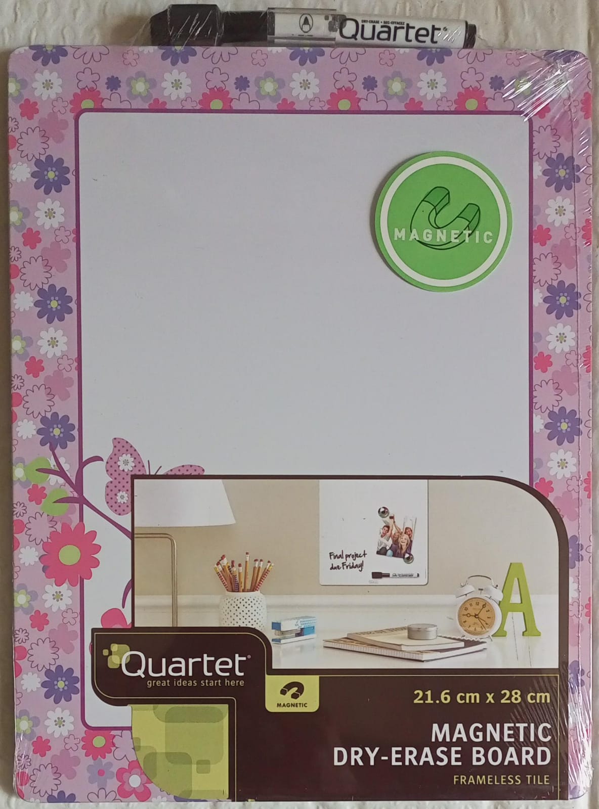 Quartet Whiteboard Tile Assorted Colours Blue, Pink and Green, 216x280mm : QT79527