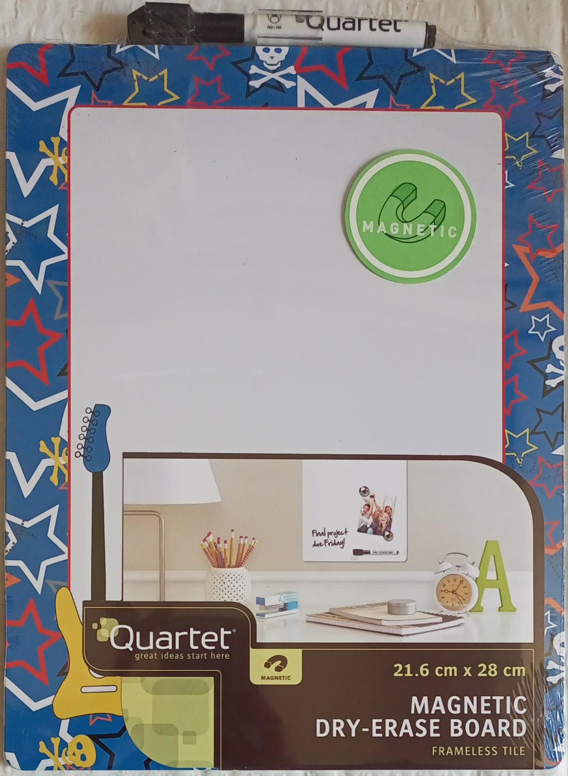 Quartet Whiteboard Tile Assorted Colours Blue, Pink and Green, 216x280mm : QT79527