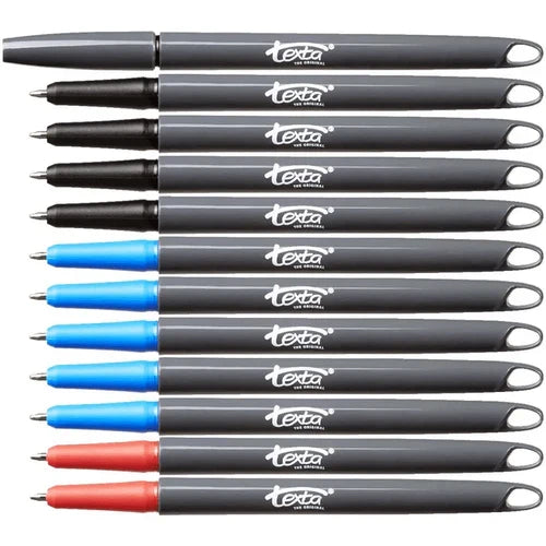 TEXTA Assorted Ballpoint Pens Box of 12, Multicoloured, (48908)