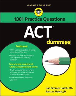 ACT: 1,001 Practice Questions for Dummies, (Paperback)