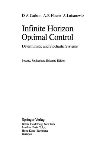 Infinite Horizon Optimal Control Deterministic and Stochastic Systems
