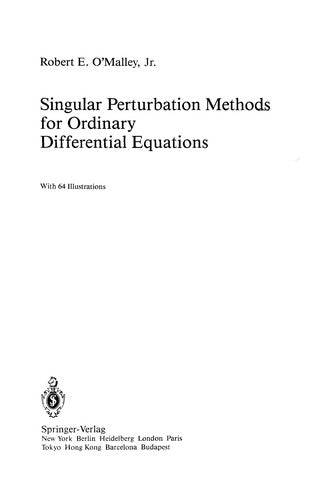 Singular Perturbation Methods for Ordinary Differential Equations