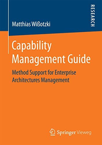 Capability Management Guide Method Support for Enterprise Architectures Management