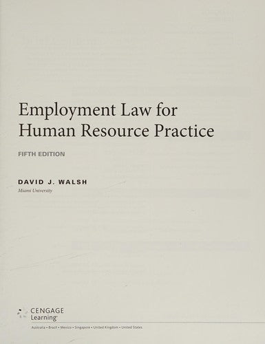 Employment Law for Human Resource Practice