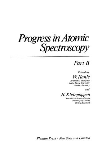 Progress in Atomic Spectroscopy Part B