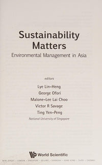 Sustainability Matters Environmental Management in Asia
