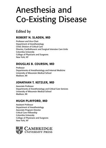 Anesthesia and Co-Existing Disease